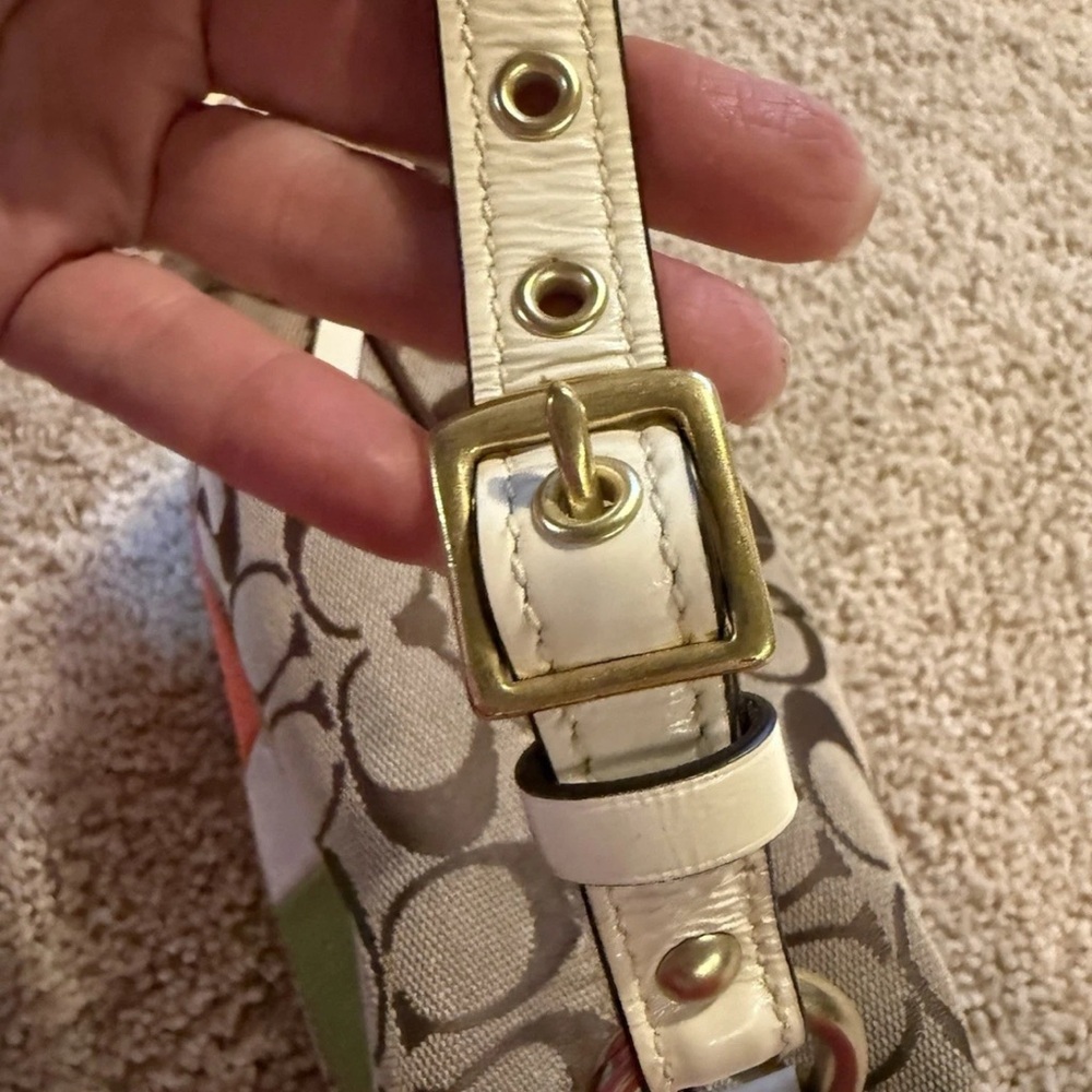 Coach Signature Canvas Shoulder Bag with Colorful Accents - Picture 10 of 12